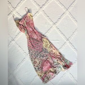 Elegant Multicolor Patchwork Dress